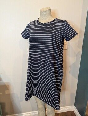 United By Blue Navy & White Striped Short Sleeve Shift Dress Size M